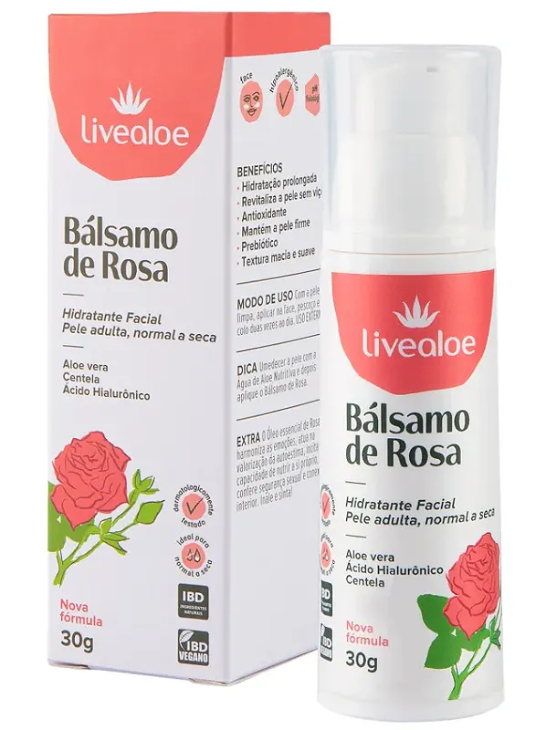 Livealoe Bálsamo de Rosa Hidratante Facial 30g