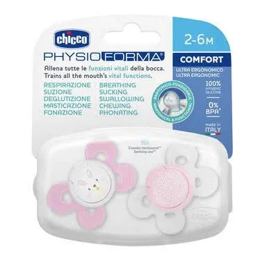 Chicco Chupeta Physio Comfort 2-6 meses Rosa Sortido x2