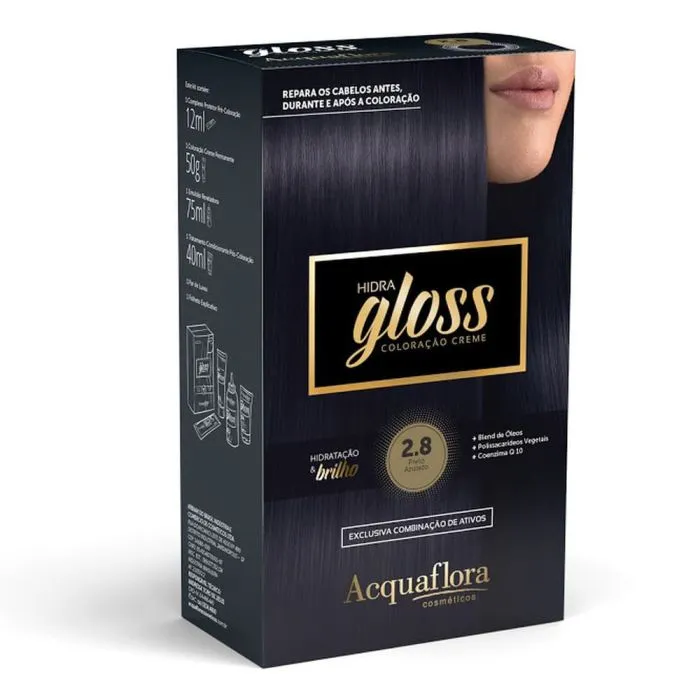 Tintura Acquaflora Gloss 2.8 Preto Azulado
