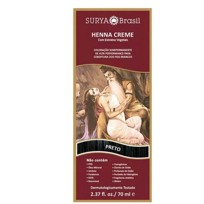 Tintura Surya Brasil Henna Creme Preto Com 70mL
