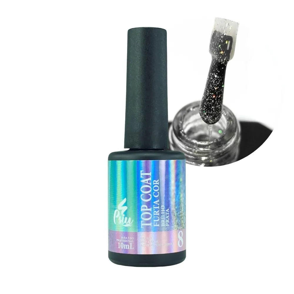 Top Coat com Glitter Furta Cor 10ml - Psiu