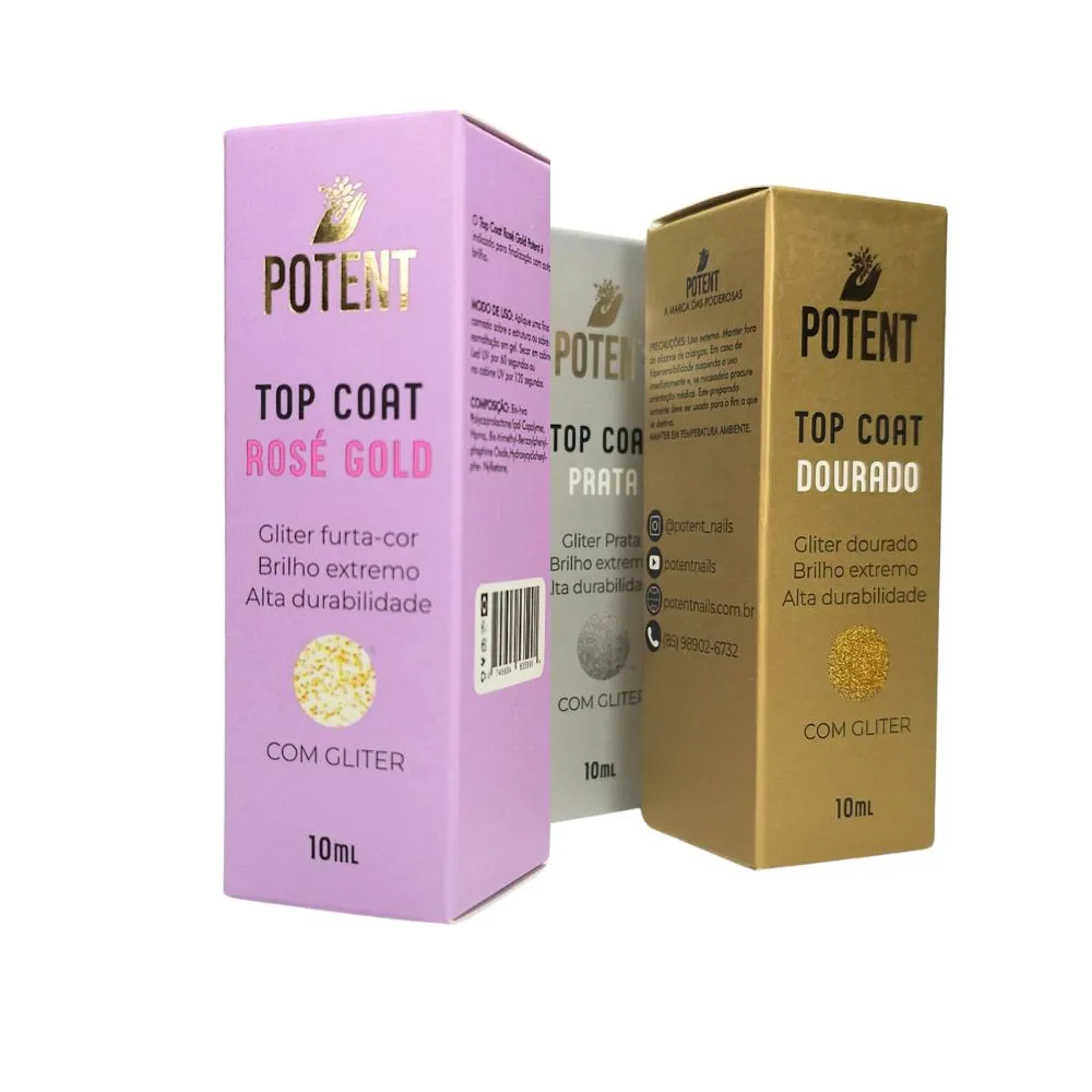 Top Coat Glitter 10ml - Potent Nails