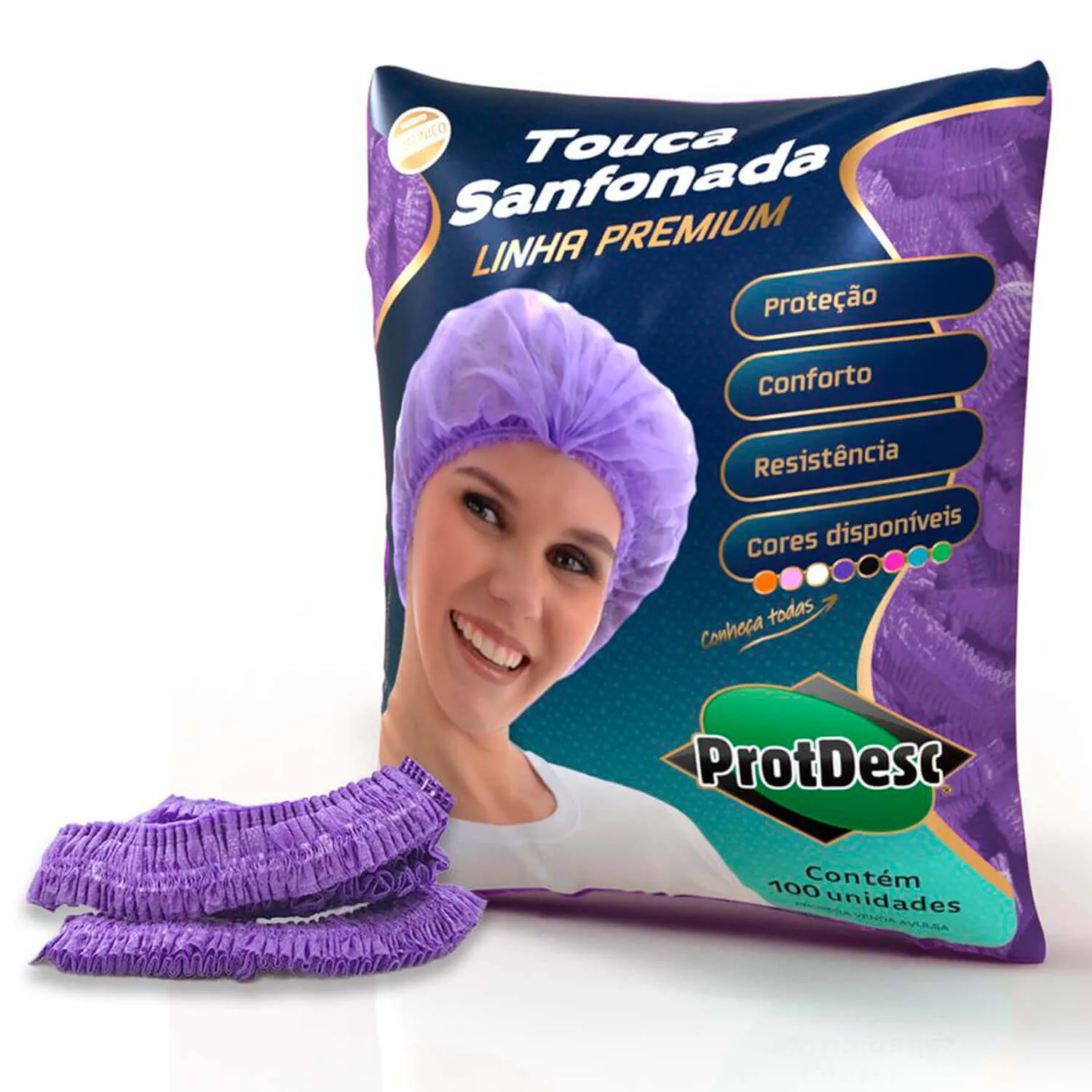 Touca Descartável Protdesc Lilás 100un