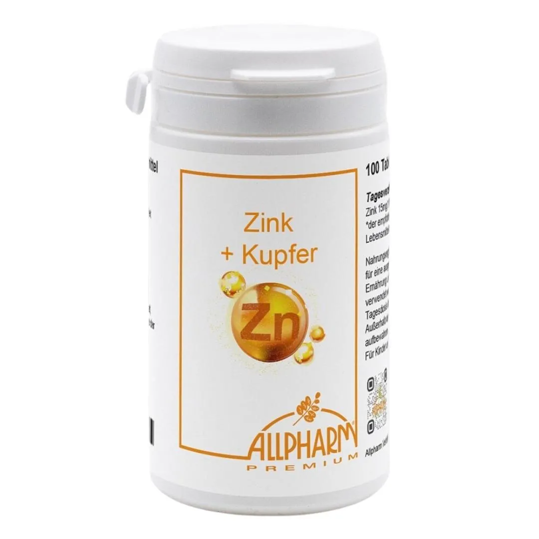 Allpharm de zinco e comprimidos de cobre 100 pcs