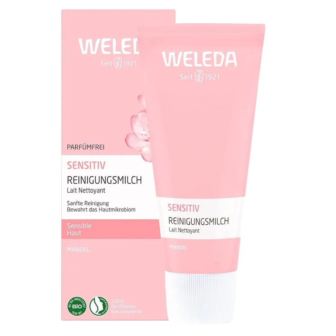 Loção de limpeza sensível à amêndoa de Weleda 75 ml