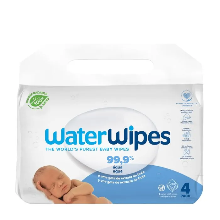 WaterWipes Pack Toalhitas BIO para Bebé 4 x 60 Unidades